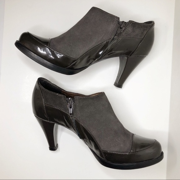 Banfi Zambrelli taupe suede heeled booties - Picture 9 of 16